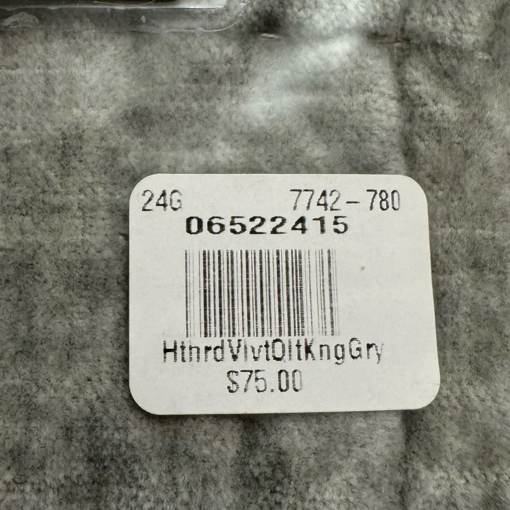Pottery Barn Hudson Gray Velvet Quilted King Pillow Sham